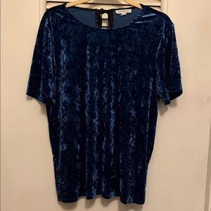 Beachlunchlounge Navy Velvet Women's Blouse